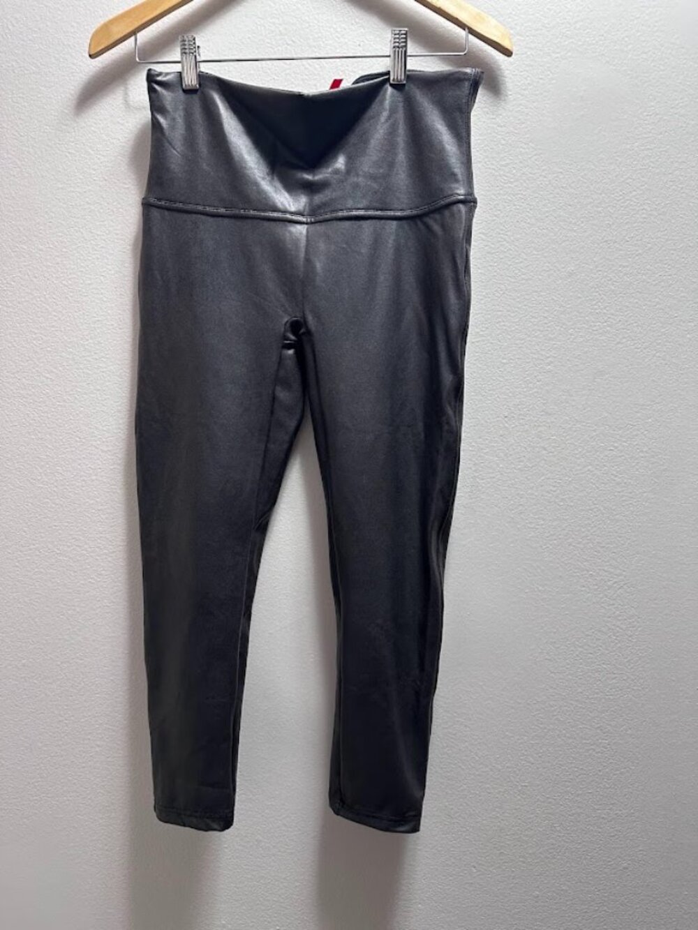 Spanx Black Faux Leather Legging High Rise Stretchy Size XL P